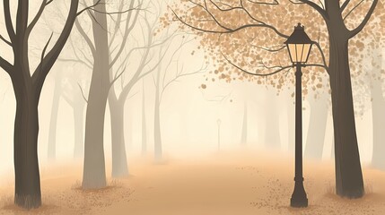 Misty autumn woodland, with colorful foliage and dense fog obscuring the background, perfect for tranquil and reflective nature-themed visuals.