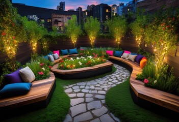 inspiring design concepts lush green rooftop gardens incorporating water cozy seating areas, gardening, landscape, greenery, planting, flowers, herbs