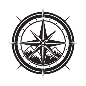 recommend clip art: Compass silhouette  vector black color white background 