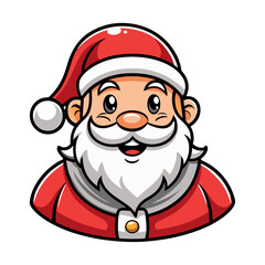 The vector illustration of a cheerful Santa Claus cartoon character is isolated on a white background.