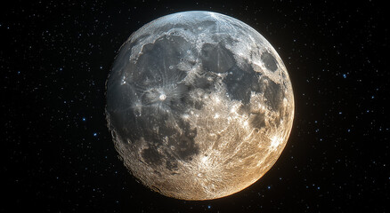 Fototapeta premium A full moon view from outer-space, Ai