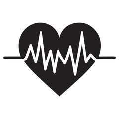 Heartbeat (EKG Line) Silhouette vector black color white background