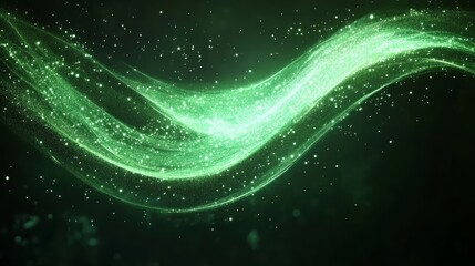 Twisting green wind filled with glowing particles