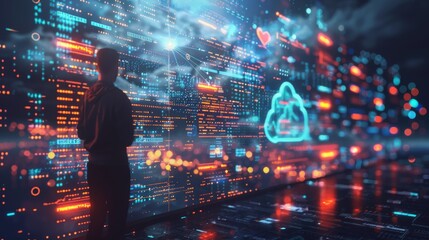 Fototapeta premium Business analyst presenting data strategies, with digital data charts