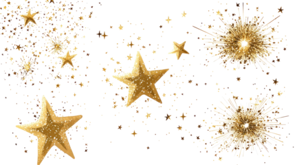 Twinkling Star Icons With Shining Explosions on Clear Background Generative AI