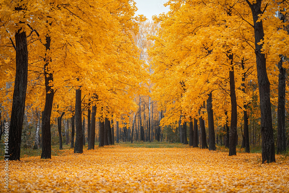 Canvas Prints Autumn foliage creates a vibrant pathway in the serene forest