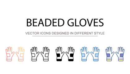 Beaded Gloves icon design with white background stock illustration