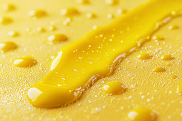 Golden honey flowing across a textured surface in bright light