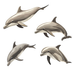 dolphin set isolated on white background