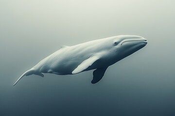 Fototapeta premium A majestic white whale gracefully glides through the depths of the ocean.