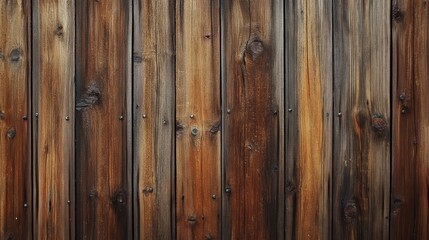 Naklejka premium Wooden wall with deep grain, knots, and weathered surface