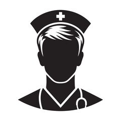 Nurse Cap Silhouette vector black color white background