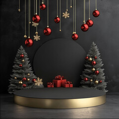 Blank Christmas Podium Stage for Holiday Display