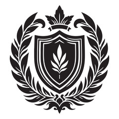 Shield emblem silhouette  vector black color white background 