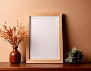 Frame mock up, Living room wall poster. Generated image