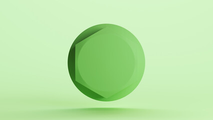 Green bionic hardware bolt screw shape component technology design element neutral monochrome pale light mint tones pastel green background 3d illustration render