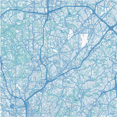 Map of Brookhaven in Georgia in a professional blue style. Contains layered vector with roads water, parks, etc.