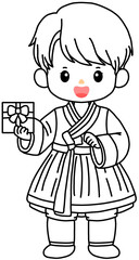 추석 설날 명절 한가위 한복 한복 입은 어린이 일러스트