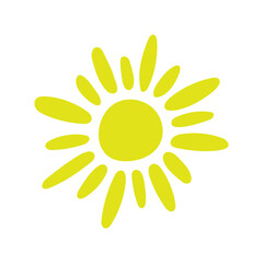 Sun icon. Colored silhouette. Front view. Vector simple flat graphic hand drawn illustration. Isolated object on white background. Isolate.