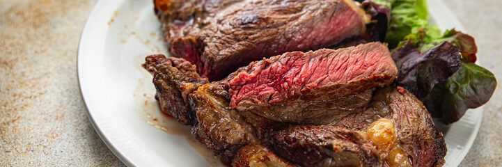 steak grilled meat barbecue juicy beef fresh delicious gourmet food background on the table rustick food top view copy space