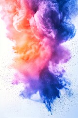 Fototapeta premium Colorful powder explosion against a white backdrop creates a vibrant display of hues in motion