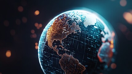 Obraz premium Futuristic Globe with Digital Connections and Lights