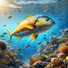 Naklejka premium Dorado in the ocean, dorado fish