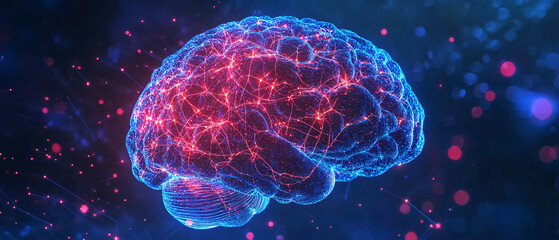 Fototapeta premium Abstract Digital Brain with Neural Network Connections