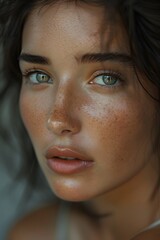 Fototapeta premium Close-up portrait of a serene woman with beautiful