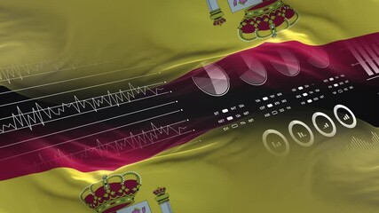 Spain flag - Waving flag on report analytics data statement - Powered by Adobe