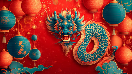 wallpaper with a chinese dragon illustration
