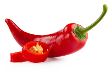 Red jalapeno pepper with slices isolated