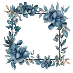 Avatar picture frame made of leaves, flowers and roots isolated on a transparent background, Graphic illustration for design mockup template