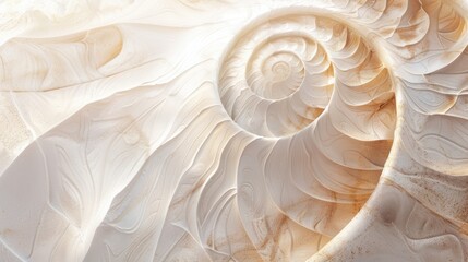 Abstract wallpaper with a nautilus shell, showcasing its iconic swirl pattern. The shell's natural beauty is a stunning addition to this art.