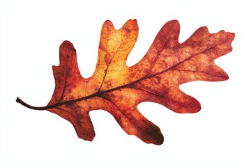 Naklejka premium An oak leaf in autumn colors on a white background