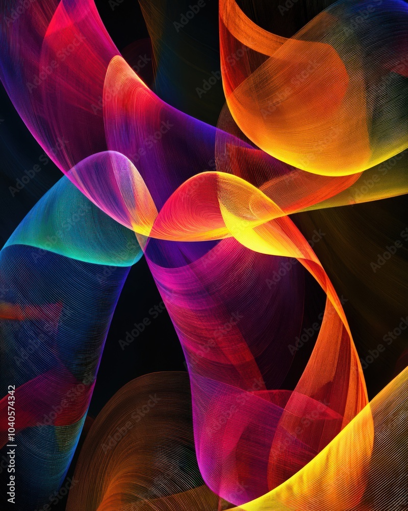Canvas Prints abstract flowing ribbons light with vibrant color transitions