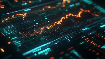 Fototapeta premium A digital interface showing a bearish market trend, with various financial indicators