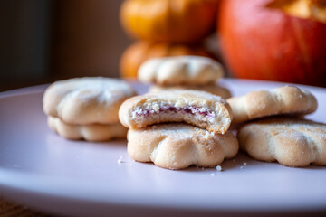 strawberry flour cookies in close-up	