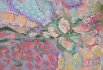 Art Watercolor and Acrylic smear brushstroke blot with pastel pencil elements. Abstract texture...