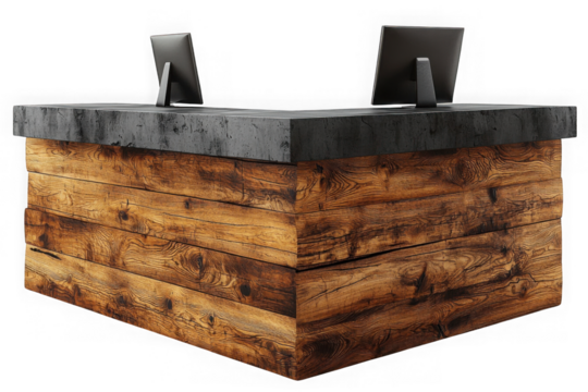 Reception Desk Furniture isolated on transparent background, png file, no background png file