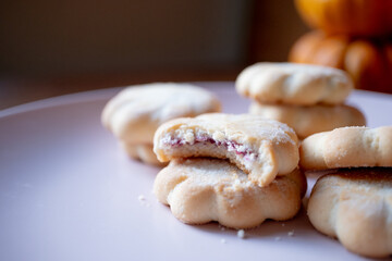 strawberry flour cookies in close-up	