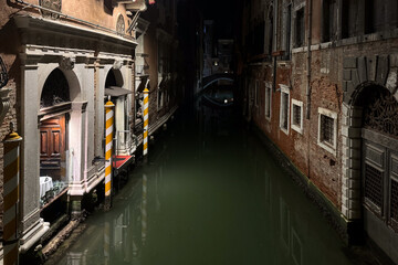 Venice Boat Docking in the night