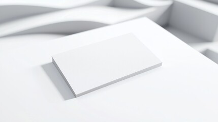 Elegant Business Card Mockup on White Background with Modern Architecture Blur, Ultra-Detailed Luxury Design