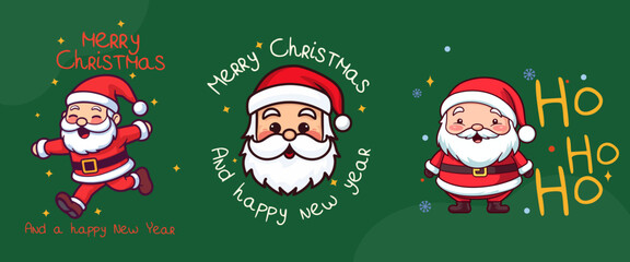 Isolated Vector of Christmas Santa Characters - Santa Claus Character Vector Set Design
