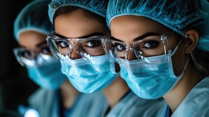 Healthcare team performing surgery in an operating room, precision and cooperation required in a medical environment