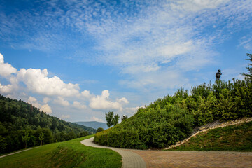Path in the park on the way on the mountain