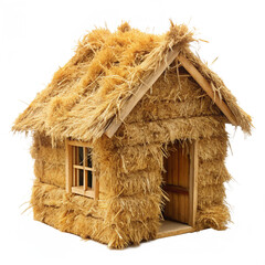 Straw house on a transparent background