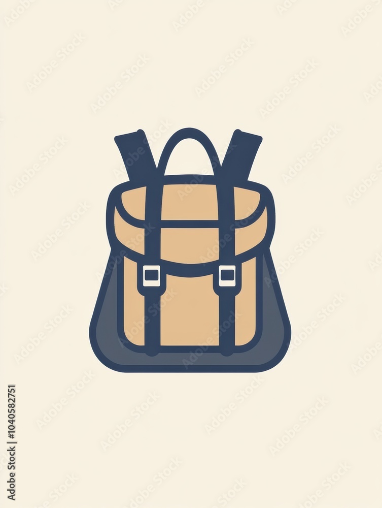 Poster This backpack icon features clean lines and a simple design, highlighting its role in adventure and exploration activities outdoors. Generative AI