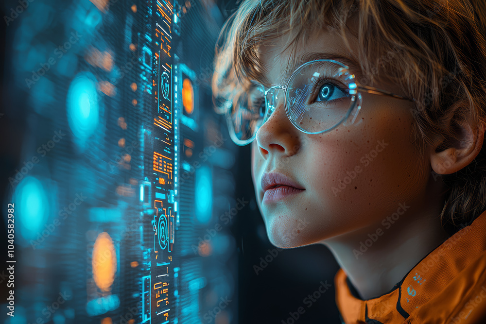 Poster an ai-powered app teaching children coding, representing the future of technical education for young