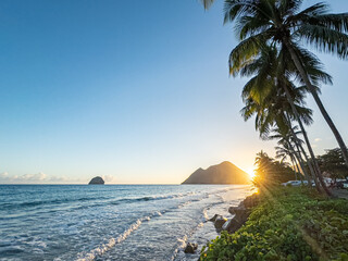 Sunset at the diamant beach, Martinique, West Indies, France